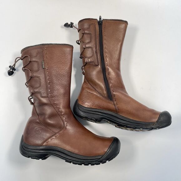 Keen Dry Winthrop Women's Brown Leather Winter Boots Zip Size 8.5 - Picture 1 of 16